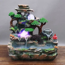 Indoor Water Fountain With Led And Mist Resin Rockery Waterfall home decoration.