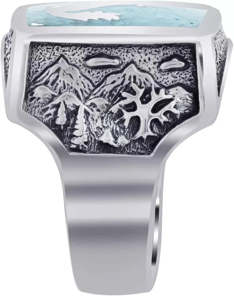 Anillo de águila azul turquesa simulado estilo suroeste para hombre talla 10 ENVÍO GRATUITO Foto 4 de 4