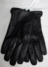 New Harssidanzar Black Leather Driving Winter Gloves Mens Size Medium Lined