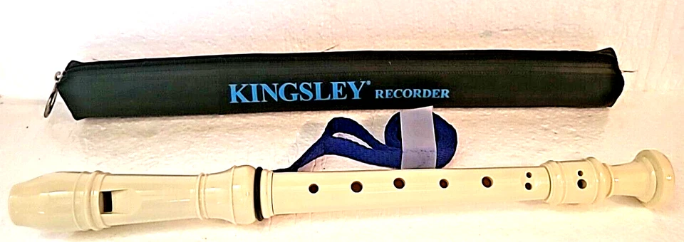 Kingsley Recorder 长笛 带盒和表带 奶油色 初学者 无清洁杆 — 第 2/4 张图片