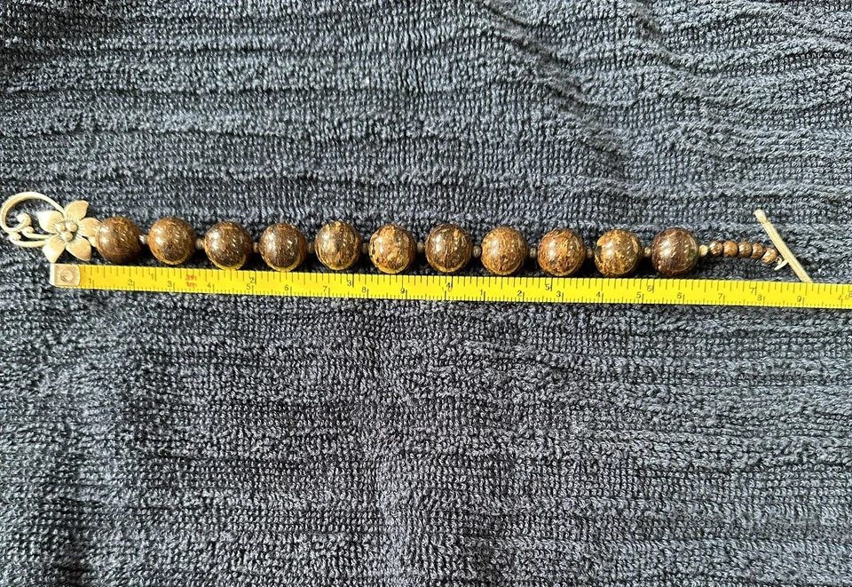 Pulsera bola cuentas bronce plata esterlina Silpada flor cierre palanca B1365 Foto 2 de 2