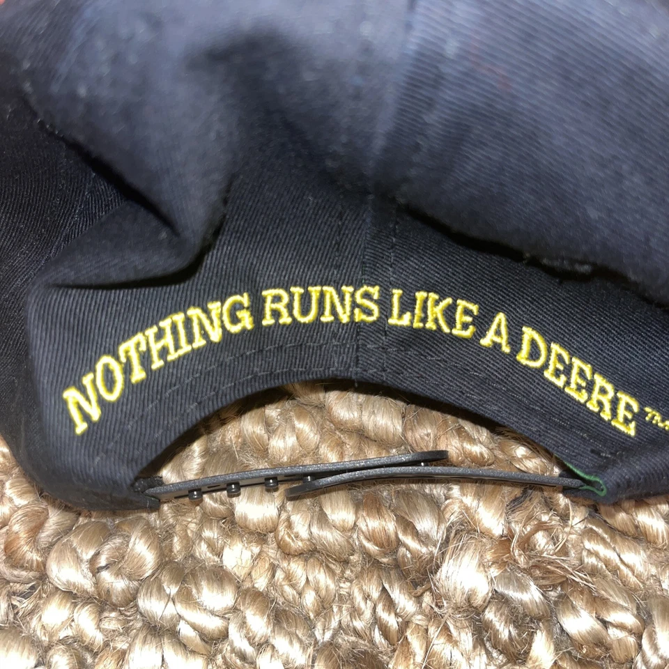 John Deere Snapback Black Patch Hat Cap Green BRIM Color Block Embroidered Vtg - Image 4 of 4