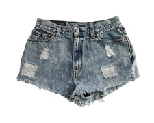 Vintage 80s 90s Levis Acid Wash Denim Shorts Distressed Cut Offs Daisy Dukes W30