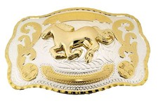 Horse Belt Buckle Cowboy Large Western Gold Silver men women Rodeo Two-Tone