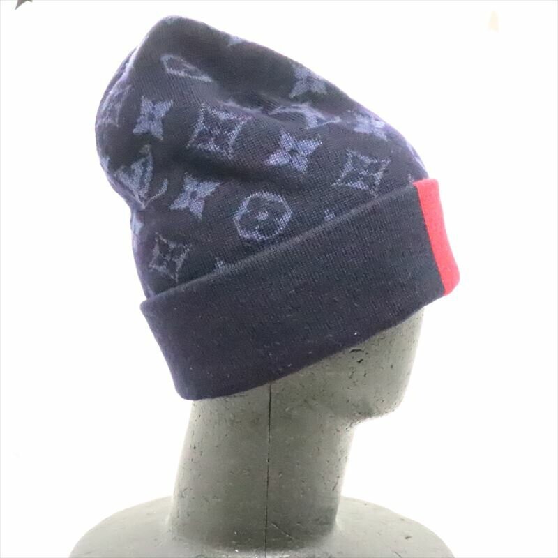 帽子 LOUIS VUITTON BONNET IKAT LOUIS VUITTON Bonnet LV Varsity Knit Cap Beanie Navy M77955