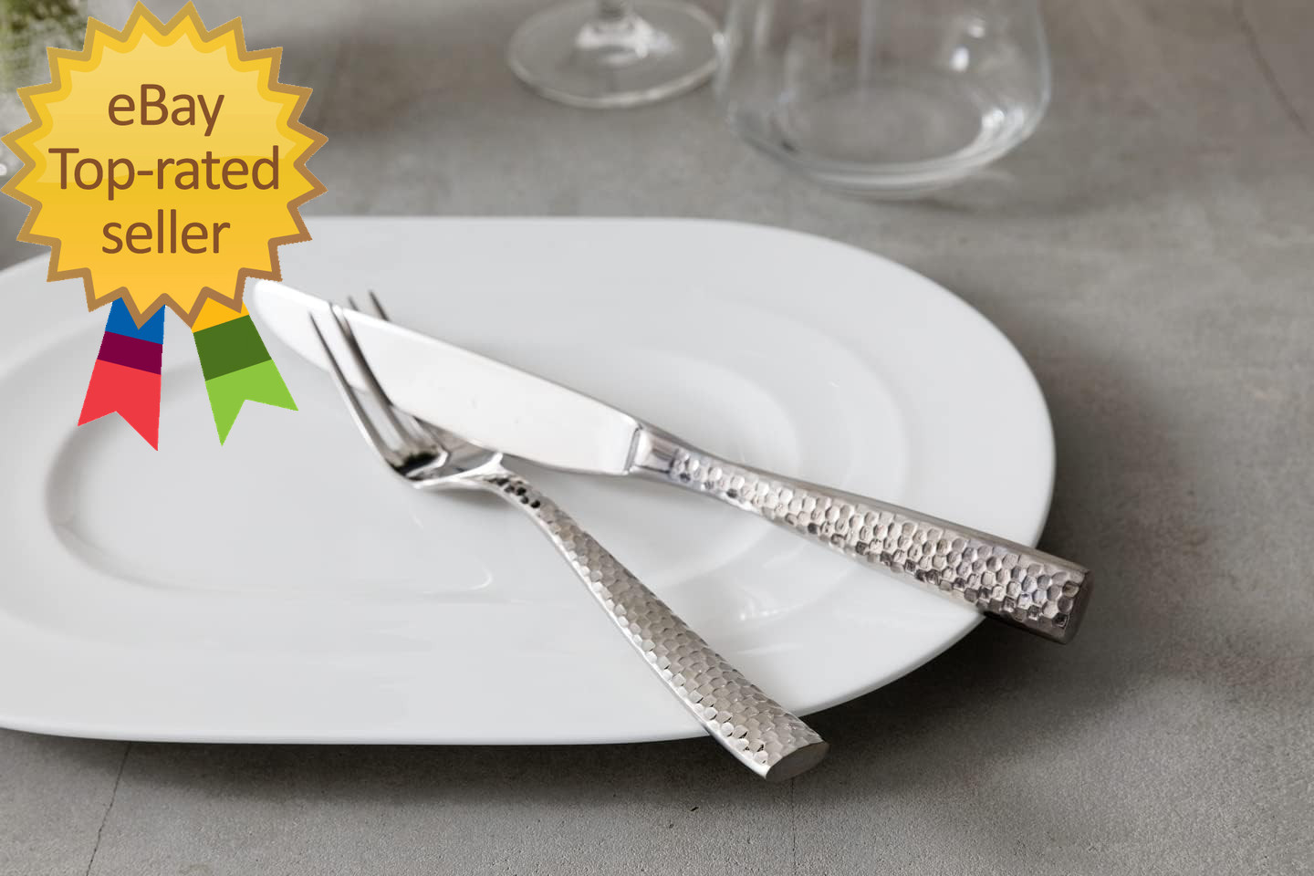 Lucca Flatware Set, 20-Piece, Faceted Stainless