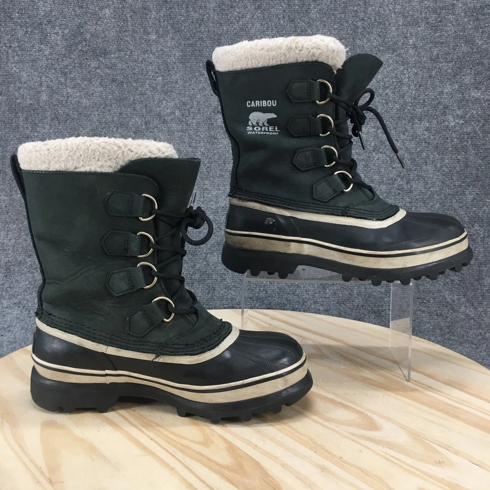 Botas Sorel Mujer 6.5 Caribou Nieve Impermeables Verde Negro Cuero NL1005-011 Foto 2 de 4