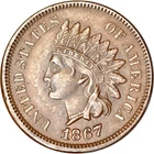 1867/67 1C RPD FS-301 Snow-1 Indian Head Cent Choice VF K19433