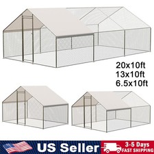 20 x10ft Walk-in Metal Chicken Coop Poultry Cage Pet House w/ Chicken Run Cover