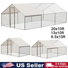 20 x10ft Walk-in Metal Chicken Coop Poultry Cage Pet House w/ Chicken Run Cover