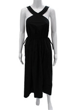 Madewell Women Overall Dress Black Sleeveless Short Viscose Buckle Boho Size 0