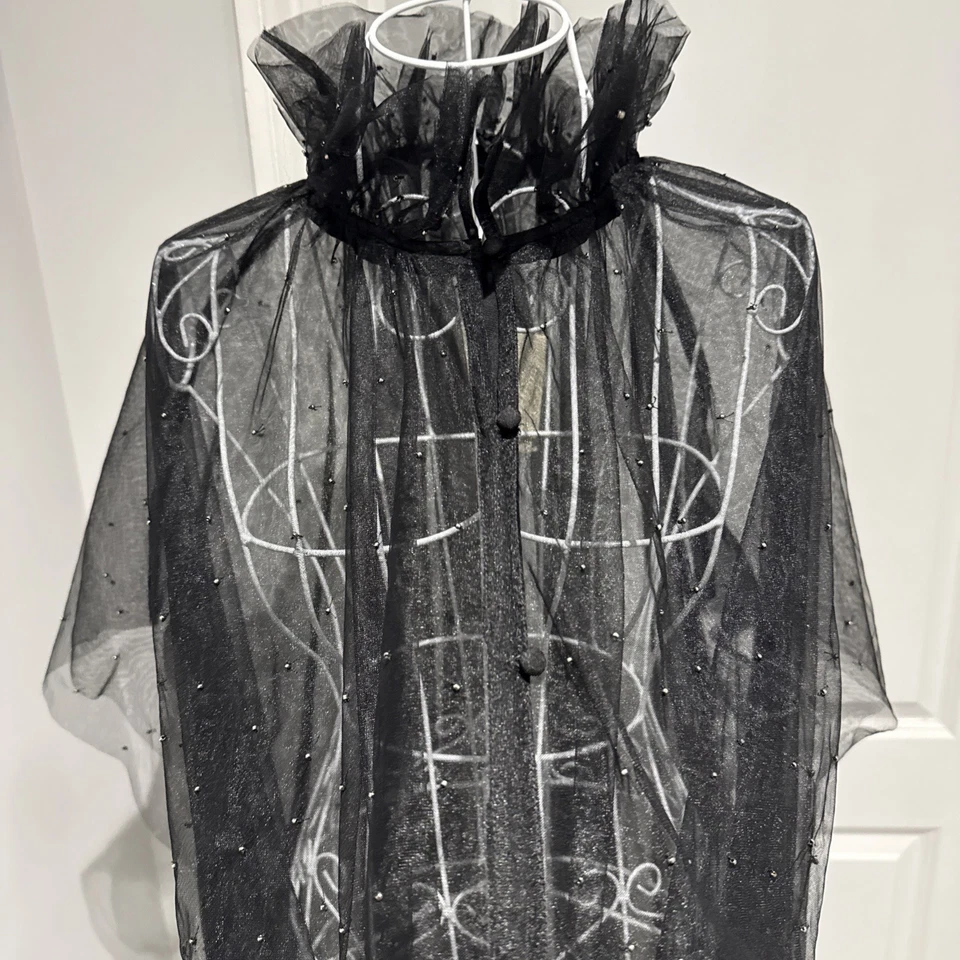 BNWT All Saints Sez Embellished Tulle Cape Black One Size RRP £199.00 - Image 3 of 4