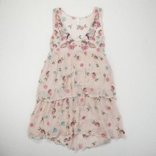Sundance Juliana Dress Boho Pink Tiered Sheer Embroidered Flowers P4