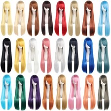 Black 14" Fashion Wigs synthetic party stage cosplay costume natural middle part
