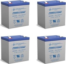 Power-Sonic PS-1250F1 12V 5Ah F1 AGM Rechargeable Battery - 4 Pack