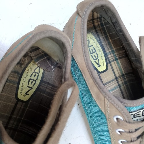 KEEN 'Arcata' Turquoise Blue Canvas Gray Leather Womens 11 Sneakers - Picture 8 of 10