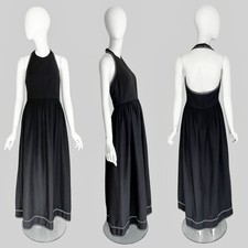 Oscar De La Renta Vintage Late 60s Early 70s Black Cotton Halter Maxi Dress