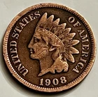 1908 Indian Head Cent Penny Lower Mintage Nice Detail Sharp Reverse JC1943
