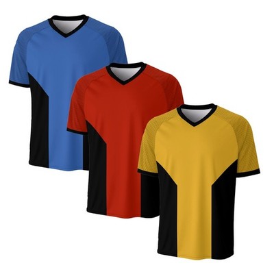 Starship Uniform Costume Casual Short Sleeve Shirt - Red - Blue - Yellow