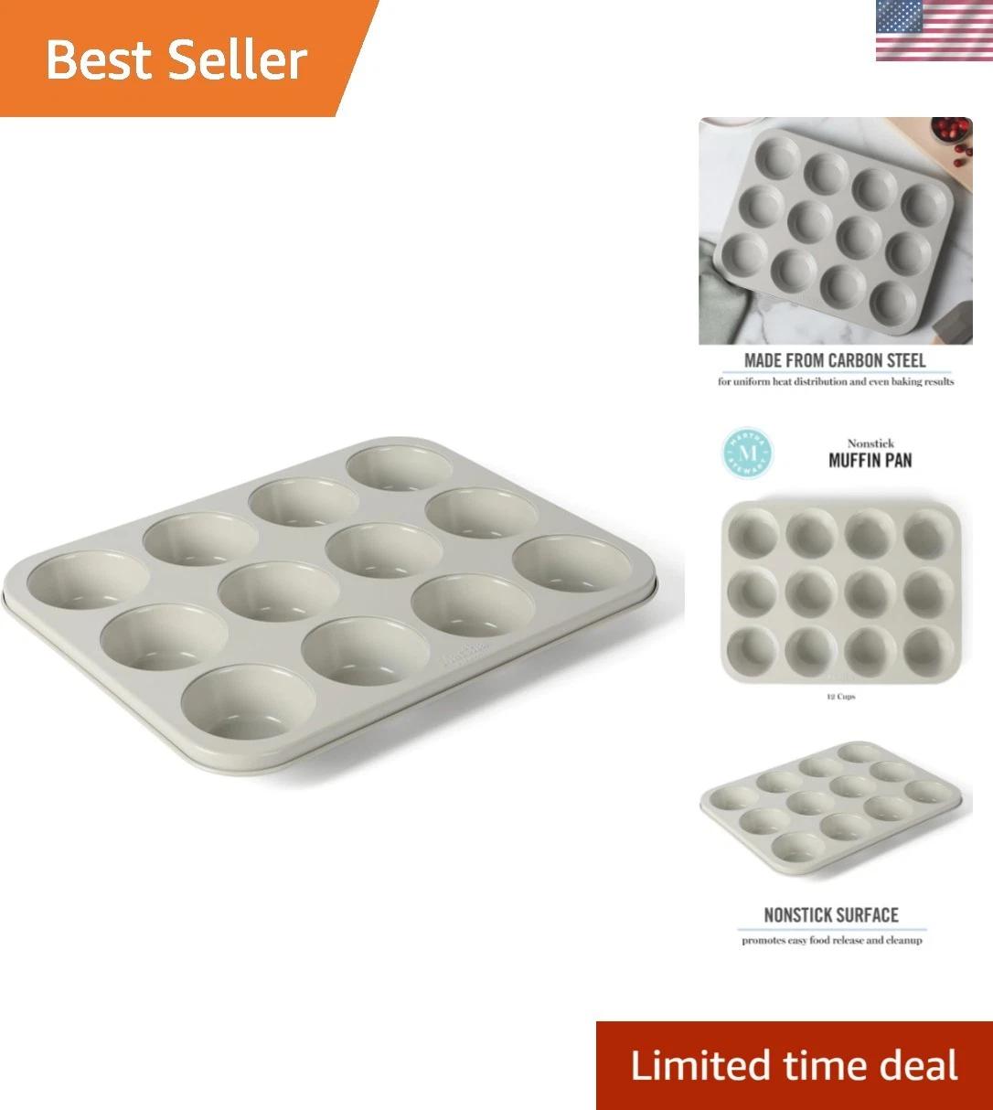 Gallen 12-Cup Muffin Pan: Nonstick Carbon Steel for Perfectly Baked Delights
Opens in a new window o