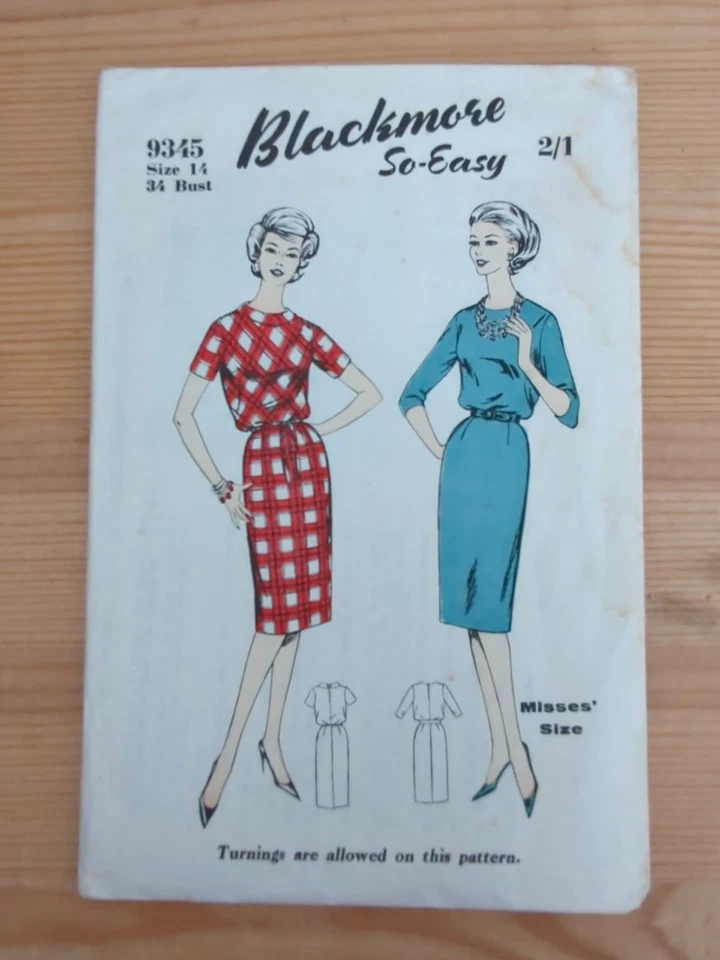 Vintage 1950s Blackmore 9345 Easy Dress Sewing Pattern Bust 34" 87cm UNCUT - Image 2 of 3