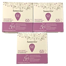 Summer's Eve Island Splash On the Go 5 in 1 Cleansing Cloths 16 Count Lot of 3