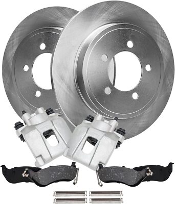 Rear Disc Rotors Calipers + Brake Pads for 2006 - 2010 Ford Explorer Mountaineer