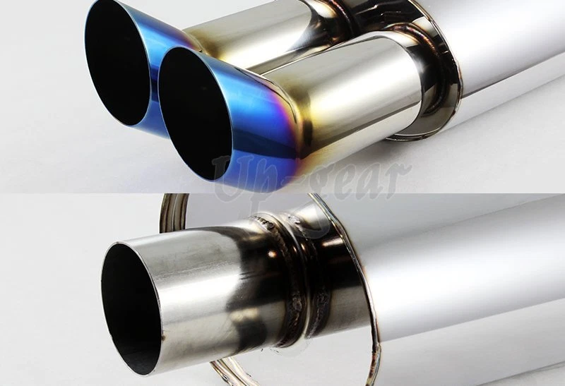 Silenciador de escape universal de 3" doble punta quemada de titanio T304 entrada de 2,5" Foto 2 de 3