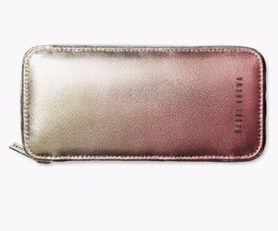 Bobbi Brown Cosmetic Makeup Brush Case Pink Silver Ombre Faux