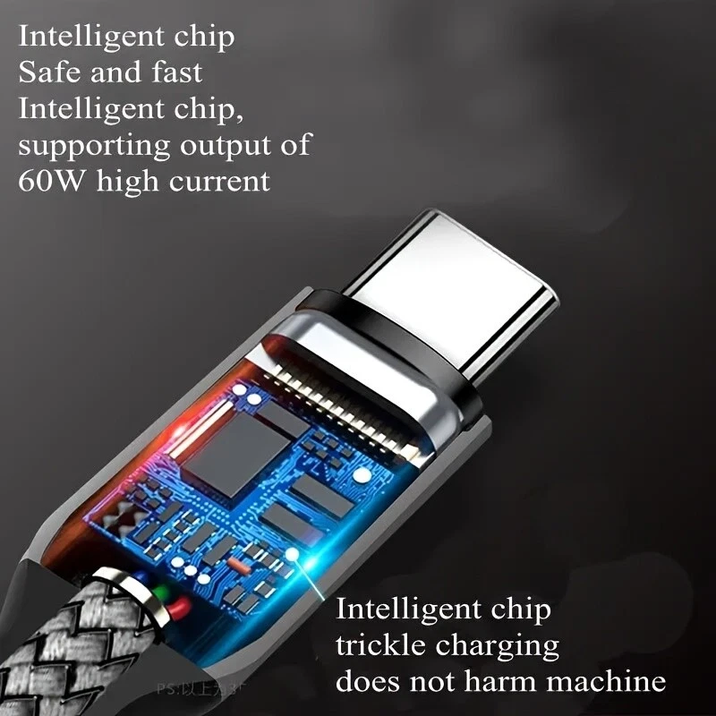 Lote Cable 60W USB C a C Carga Rápida PD Nylon Cable 3/6/10FT para iPhone16 Samsung Foto 3 de 4