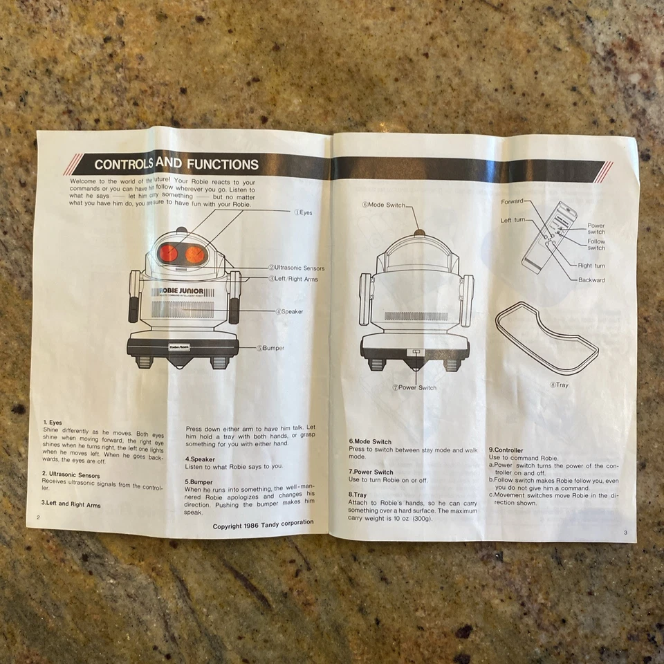 Radio Shack Remote Control Robie Junior Intelligent Robot Owners Manual 1986 9pp - Image 4 of 4