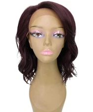 Rayana Wavy 15 Inch Long 4X4 Hand-Tied Lace Front Wig,Medium Red and Black Blend