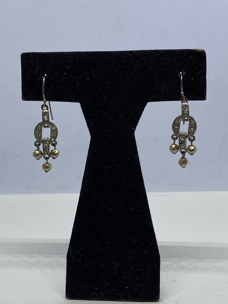 Antique! Custom Made Silver Earrings ~ Beautiful … - image 1