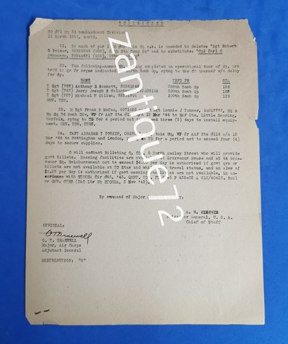 3rd BOMBARDMENT DIVISION Combat Tour Names 94,95,100,385,388,390th Bomb Gp WWII - Picture 5 of 5