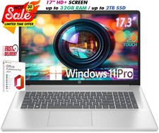 HP Laptop 17.3" HD Intel N200 Up to 32GB RAM  2TB SSD Windows11 Pro OFFICE