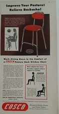 1951 red Cosco metal kitchen chair vintage household Furniture ad