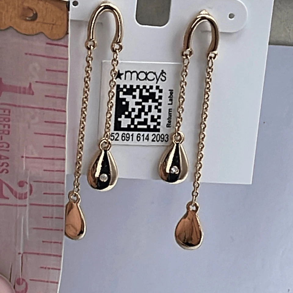 Nuevo con etiquetas Style & Co. Pendientes lágrimas dobles con pedrería. Foto 3 de 4