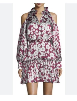 Alexis Audrina floral print midi open shoulder silk dress size medium nwt ! $600