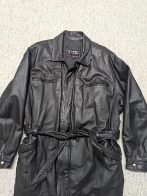 vintage 1990s leather jacket WILSONS car coat XL black BELTED