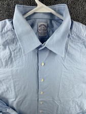 Brooks Brothers Makers Merchants USA Button Up Shirt Blue Point Collar 17 34