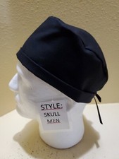 Solid Black Men's Skull/Chemo Surgical Scrub Hat/Cap