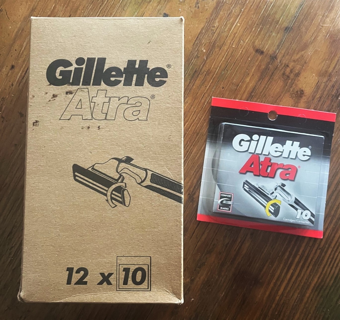 120 Vintage Gillette Atra Razor Blade Cartridges No Lubricant Strip 12