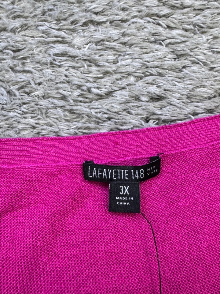 Lafayette 148 Top Women 3X Fuchsia Pink Linen Flowy Shirt Minimalist Beachy NWT - Image 3 of 4