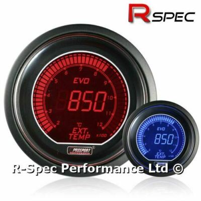 ORIGINAL Prosport 52mm Evo blau rot Anzeige EGT Abgastemperaturanzeige °C