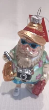Place & Time ceramic Santa Clause going on Vacation Christmas Novelty Ornaments