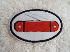 Red Pocket Knife Embroidered Iron-on Patch