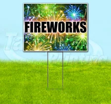 FIREWORKS Yard Sign Corrugated Plastic Bandit Lawn Decoration USA NEW YEARS