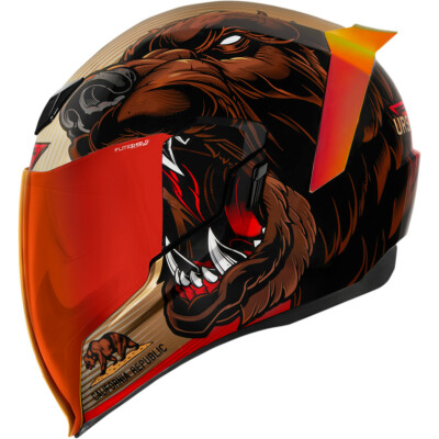 bear motorcycle helmet ICON AIRFLITE URSA MAJOR BEAR GOLD ACU DOT MOTORCYCLE CRASH HELMET AIR  FLIGHT