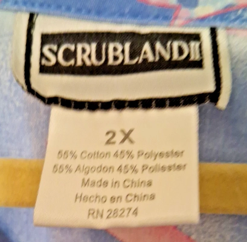 SCRUBLAND II Unisex SZ 2X Short Sleeve Scrub Top Breast Cancer Awareness - Image 4 of 4