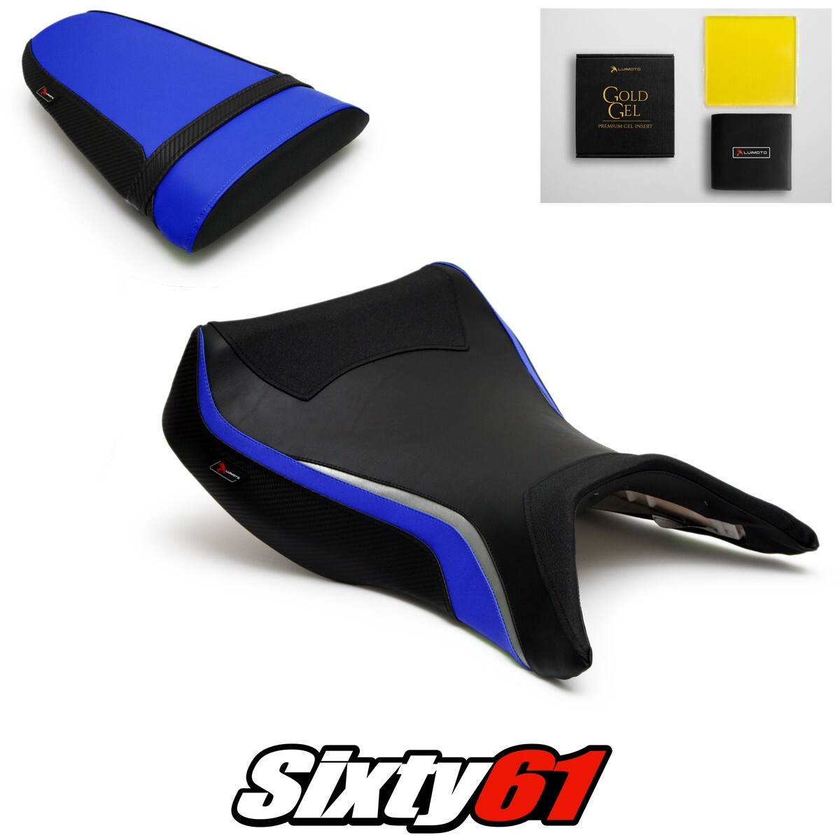 Kawasaki Ninja ZX12R Seat Covers and Gel 2000-2005 2006 Blue